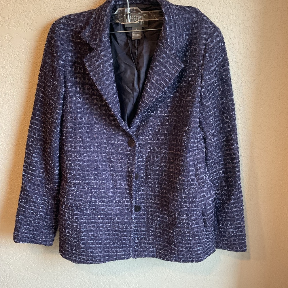 Lafayette 148 New York purple Tweed Blazer Sz 6 EUC career office academia